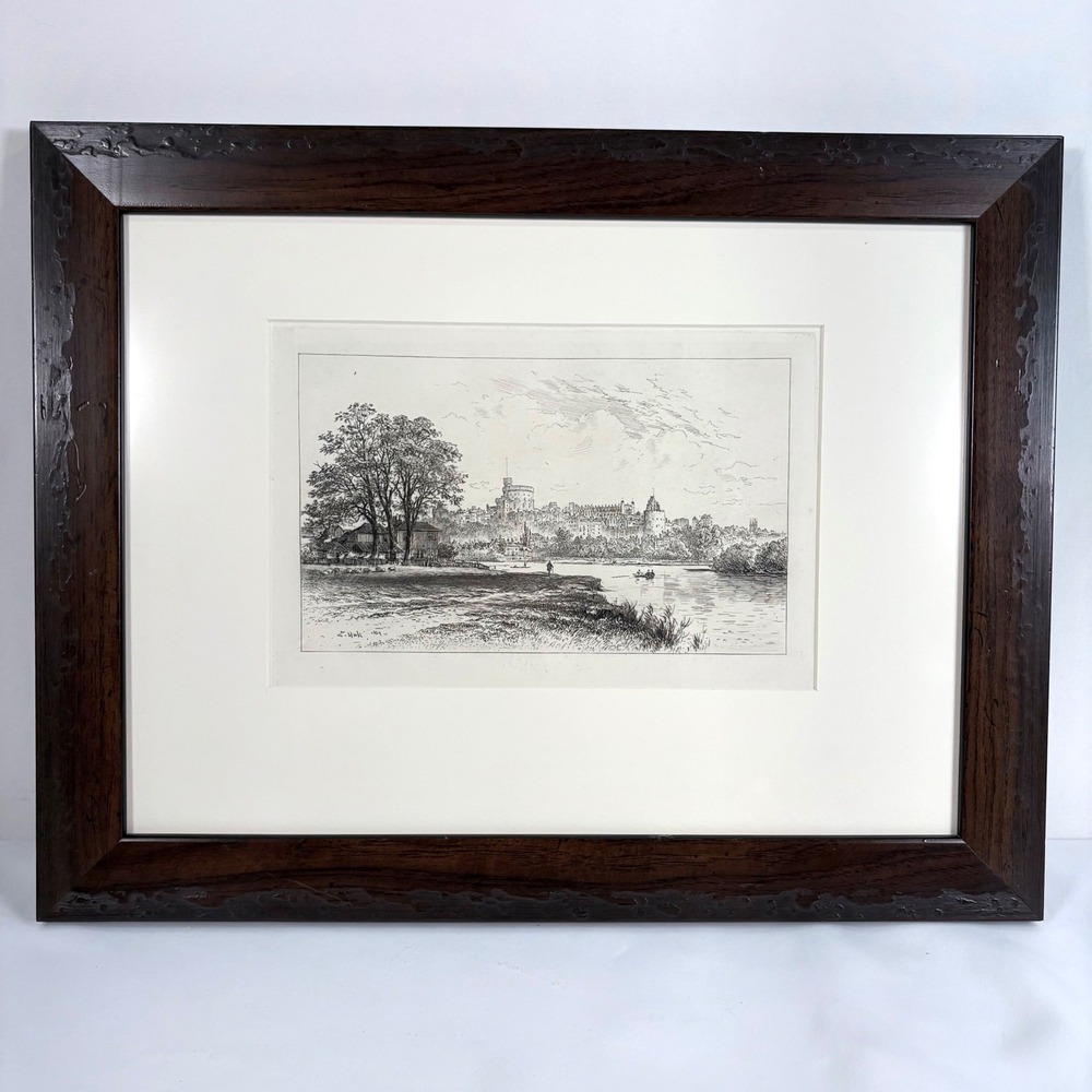 Edward Hull Windsor Castle from the Brocas Etching 1884 Framed Art Print